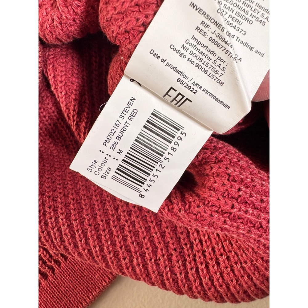 Pepe Jeans London Steven Burnt Red Waffle Knit Cotton Crewneck Sweater Mens M - Picture 5 of 5